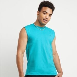 NewChampion Men's Crew Neck Sleeveless Tank Top Blue Size large electric cya